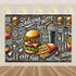 Quick Food Theme Birthday Party Decoration Hamburger French Fries Pizza Background Banner Photography Backdrop Supplies Kid Gift by DSERS