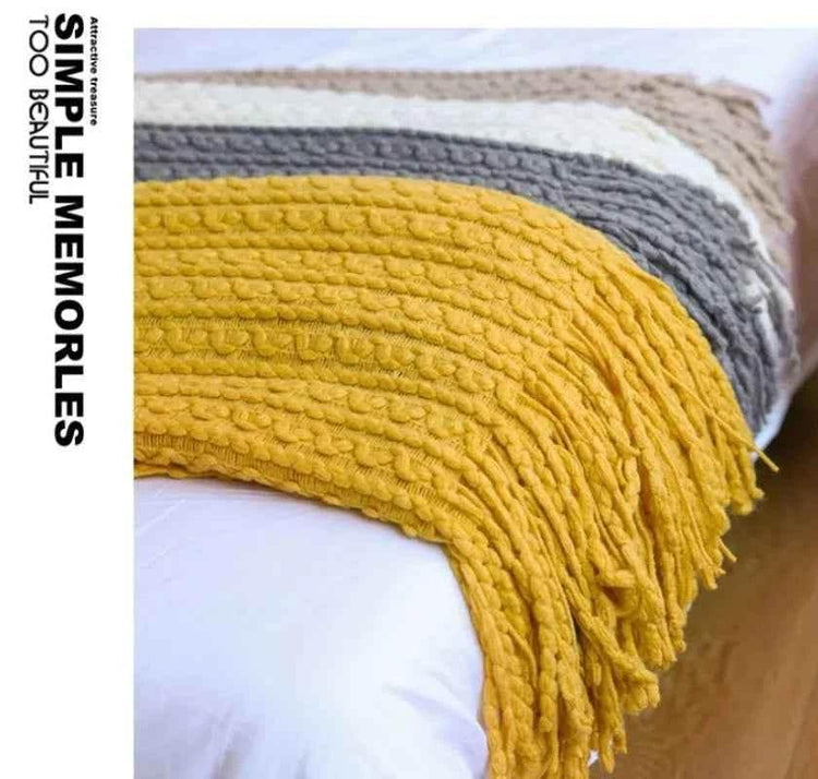 Bohemian Couch Blanket Large Knitted Tassel Throw for Bed Chair Sofa Couch Cover All-Season Blankets Home Decor Soft Comfortable by DSERS