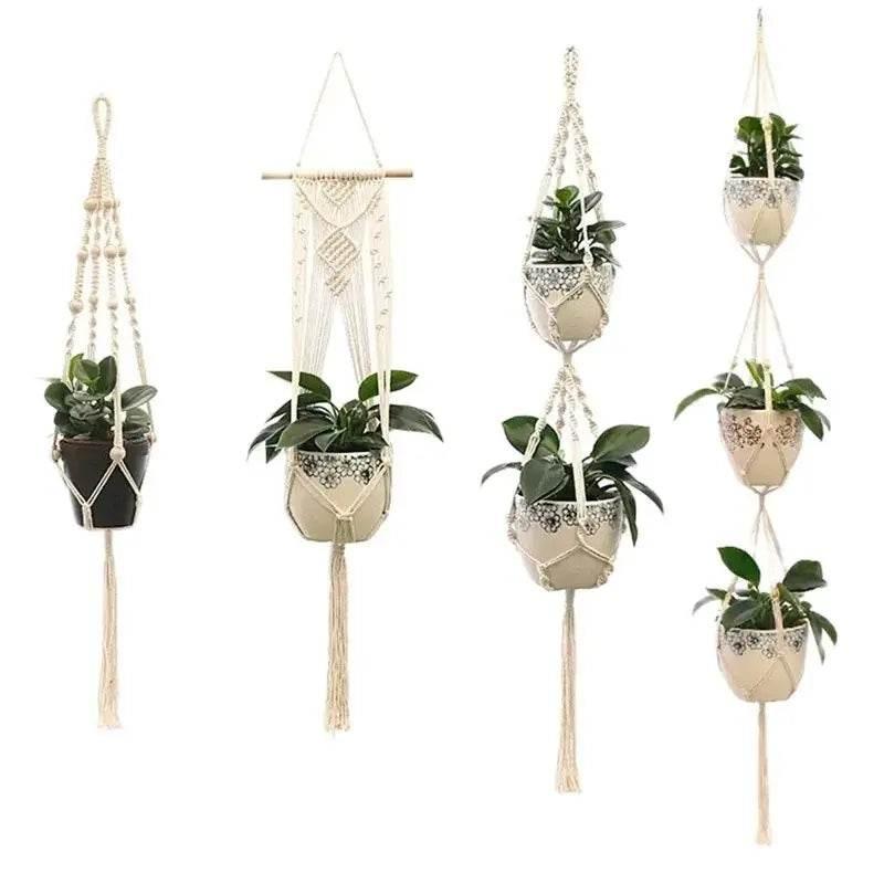 Hanging Plant Handmade Macrame Plant Hanger Flower Pot Planter Hanger Wall Decor Courtyard Garden Hanging Planter Hanging Basket by DSERS