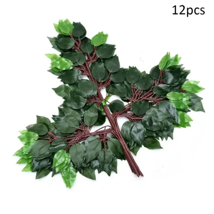 12pcs/Lot Artificial Leaf Fake Flower Decoration Home Wedding Party Scene layout DIY Simulation Plant Ficus Leaves Decor Acces by DSERS
