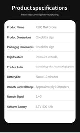 K500MAX Drone Fighter Jet 4k HD Professional Drone Camera WIFI Fpv Aircraft Quadcopte Aerial Photography Drone Birthday Toys Jet Fighter Toy by DSERS