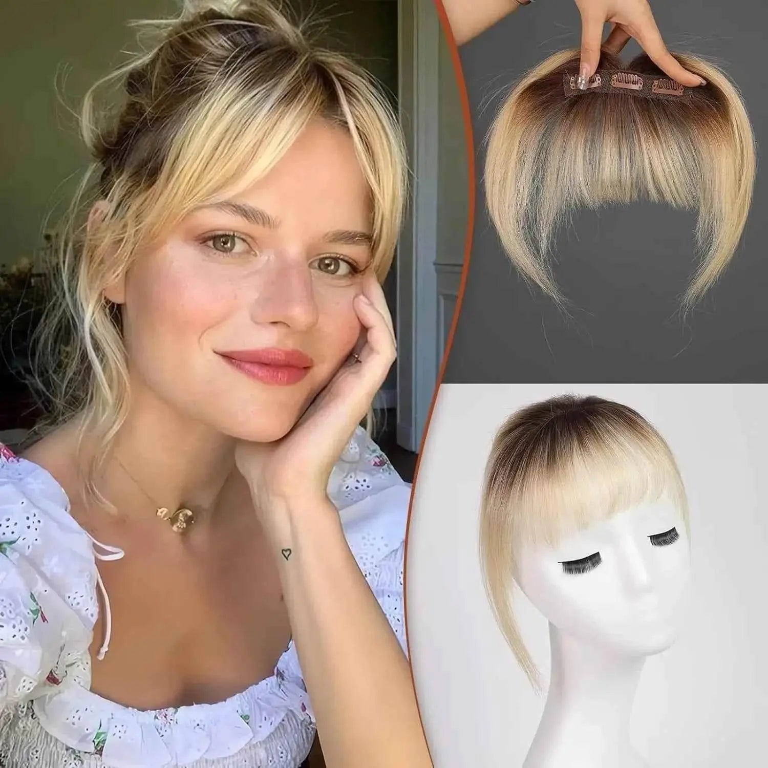 Ombre Light Blonde Clip in Bangs 100% Real Human Hair Bangs human hair wigs with bangs Hair Accessories by Zopi / AliExpress