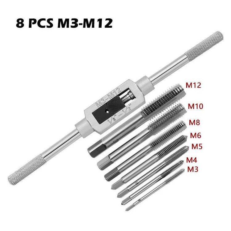 M3-M12 8/6 PCS Metric Hand Tap Set HSS Right-handed Tapping Drill Thread Punching Wrench Hand Tools Male to Make Thread in Steel Hand Tap Set by DSERS