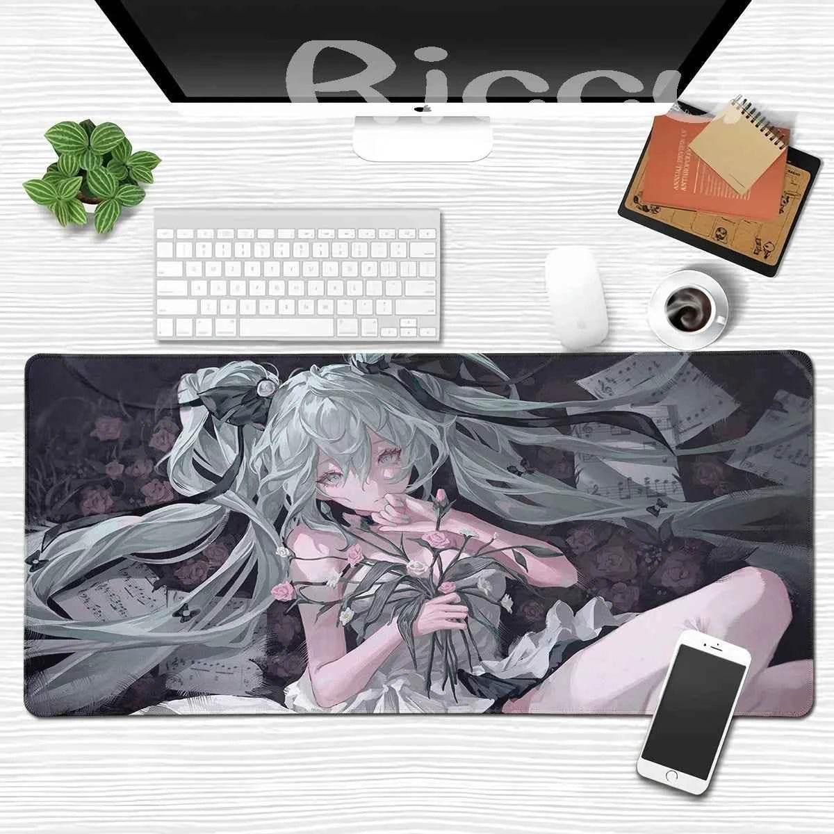 Large Gaming Mouse Pad Hatsune M-miku Mousepad PC Gamer Desk Mat Office Decoration Mouse Mat E-Sports Playmat Game Accessories by DSERS