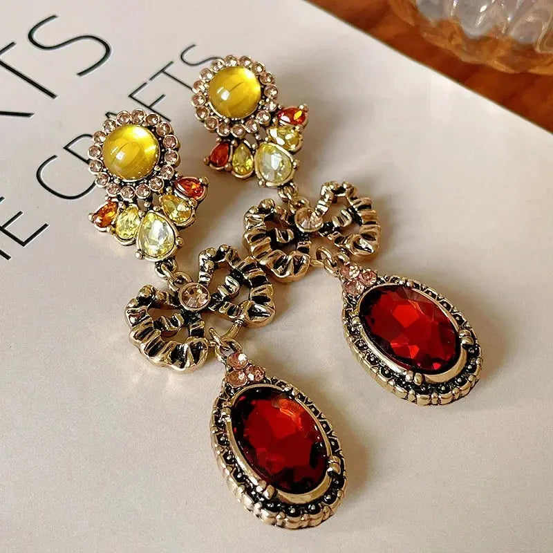 Draweye Bows Earrings for Women Medieval Palace Style Vintage Korean Fashion Aretes De Mujer Geometric Elegant Jewelry Earrings by DSERS