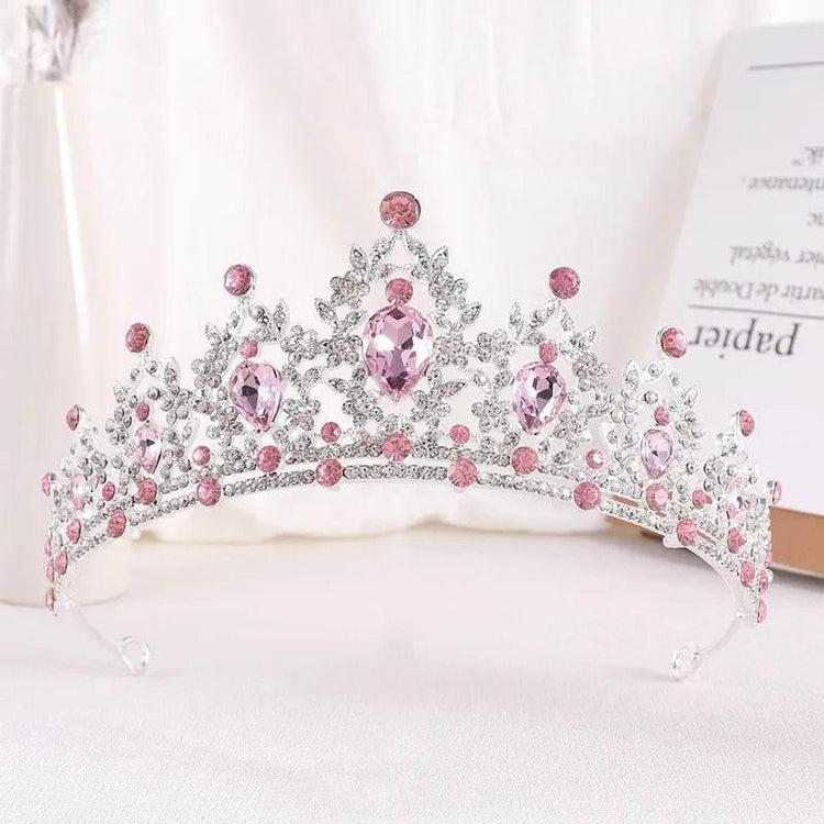 Baroque Gold Color Champagne Crystal Heart Bridal Tiara Crown Rhinestone Pageant Diadem Veil Tiara Headband Wedding Hair Jewelry Tiaras by DSERS
