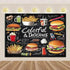 Quick Food Theme Birthday Party Decoration Hamburger French Fries Pizza Background Banner Photography Backdrop Supplies Kid Gift by DSERS