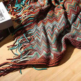 Bohemian Couch Blanket Large Knitted Tassel Throw for Bed Chair Sofa Couch Cover All-Season Blankets Home Decor Soft Comfortable by DSERS