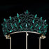 Luxury Blue Crystal Wedding Crown Bridal Headwear Brithday Party Rhinestone Diadem Headband Handwork Headpiece for Women Tiaras Tiaras by DSERS