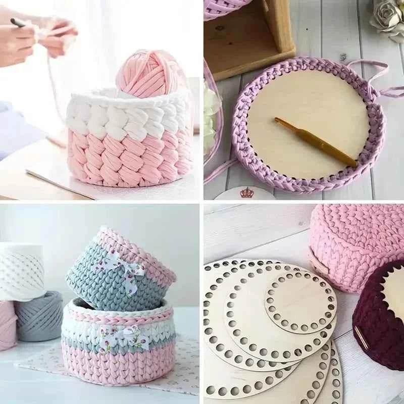 Wooden Basket Bottom Blank Solid Crochet Basket Wood Base for DIY Basket Weaving Supplies Craft Making Home Decoration by DSERS