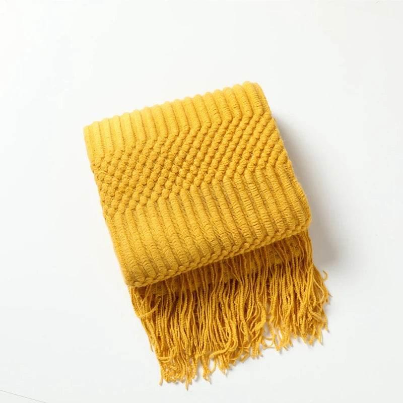 Bohemian Couch Blanket Large Knitted Tassel Throw for Bed Chair Sofa Couch Cover All-Season Blankets Home Decor Soft Comfortable by DSERS