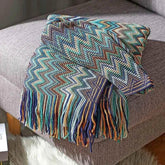 Bohemian Couch Blanket Large Knitted Tassel Throw for Bed Chair Sofa Couch Cover All-Season Blankets Home Decor Soft Comfortable by DSERS