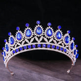 Baroque Blue Green Pink Opal Tiara Crowns Hair Jewelry Rhinestone Diadem Birthday Party Wedding Crystal Bridal Crown Accessories Tiaras by DSERS
