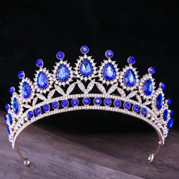 Baroque Blue Green Pink Opal Tiara Crowns Hair Jewelry Rhinestone Diadem Birthday Party Wedding Crystal Bridal Crown Accessories Tiaras by DSERS