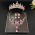 Gorgeous Pink Crystal Tiaras Bridal Jewelry Sets for Women Crown Flowers Choker Necklace Sets Wedding Bride Costume Jewelry Set Tiaras by DSERS