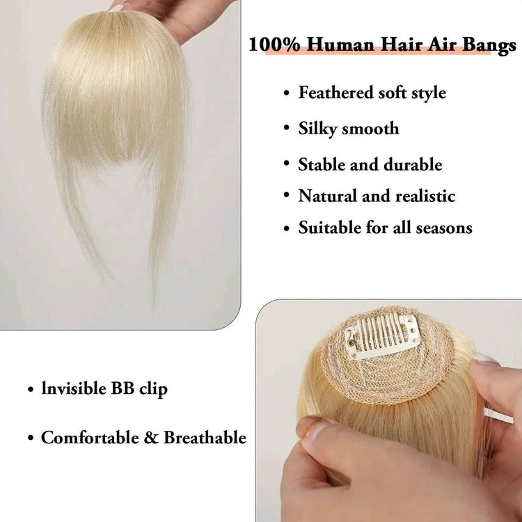 100% Human Hair Bangs Clips in Air Fringe Bangs Hairpiece for Women Platinum Blonde Remy Human Hair Bangs Hair Extension 4.5inch Hair Accessories by Zopi / AliExpress
