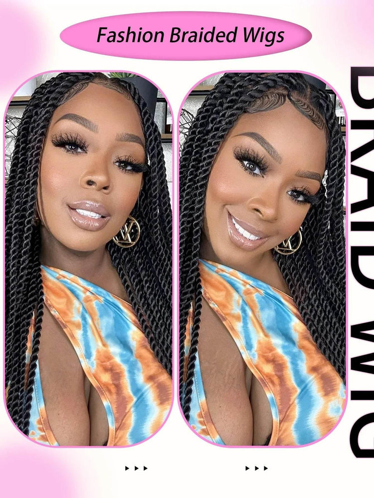 Senegalese Twists Synthetic Braided Wigs Long 40Inch Full Lace Wigs With Baby Hair Knotless Box Braiding Wigs For Black Women Braided Wigs by DSERS