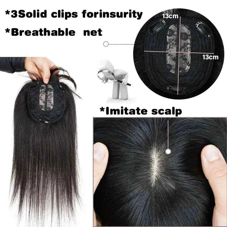 Doreen 13*13cm 8" 12" 16" Topper Human Hair Bangs Real Remy Human Hair Toppers for Women With Thin Hair Silk Base with Hair Weft Hair Accessories by Zopi / AliExpress