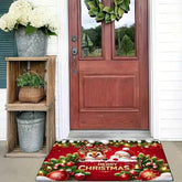 VIKAMA Red Flannel Christmas Santa Claus Entryway Rug Welcome Floor Mat Entrance Carpet Christmas Ornament Living Room Rugs by DSERS