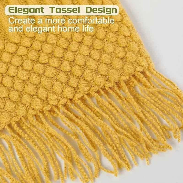 Bohemian Couch Blanket Large Knitted Tassel Throw for Bed Chair Sofa Couch Cover All-Season Blankets Home Decor Soft Comfortable by DSERS