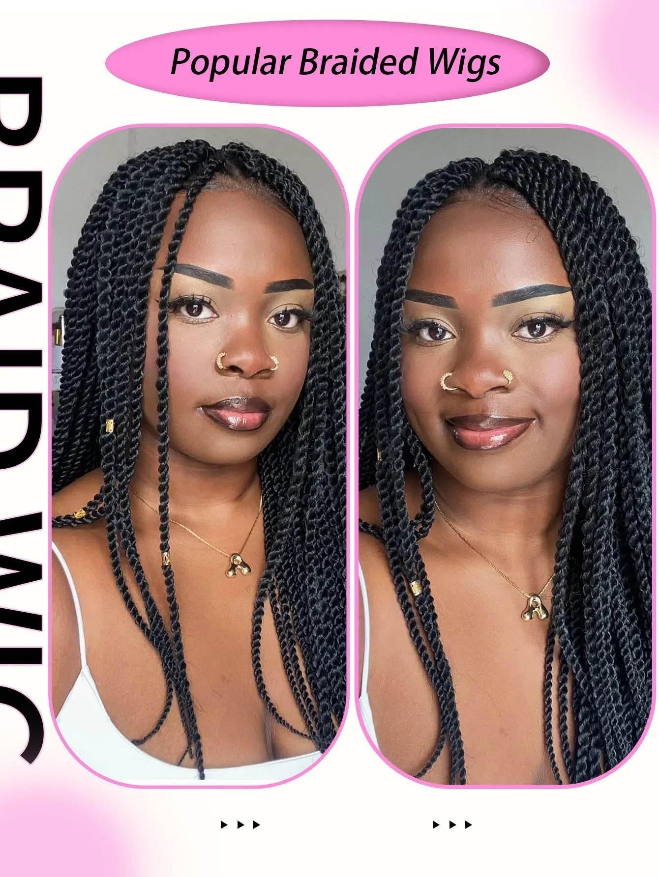 Senegalese Twist Braided Wigs Synthetic Knotless Box Braids Wig For Black Women Full Lace Front Wig Faux Locs Goddess Braids Wig Braided Wigs by DSERS