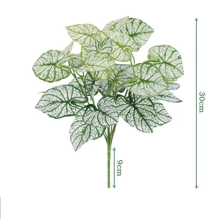 Artificial Plants Leaves Silk Tortoiseshell Leaf Dieffenbough Fake Small Fairy Taro Simulation Green Plant Living Room Decor by DSERS
