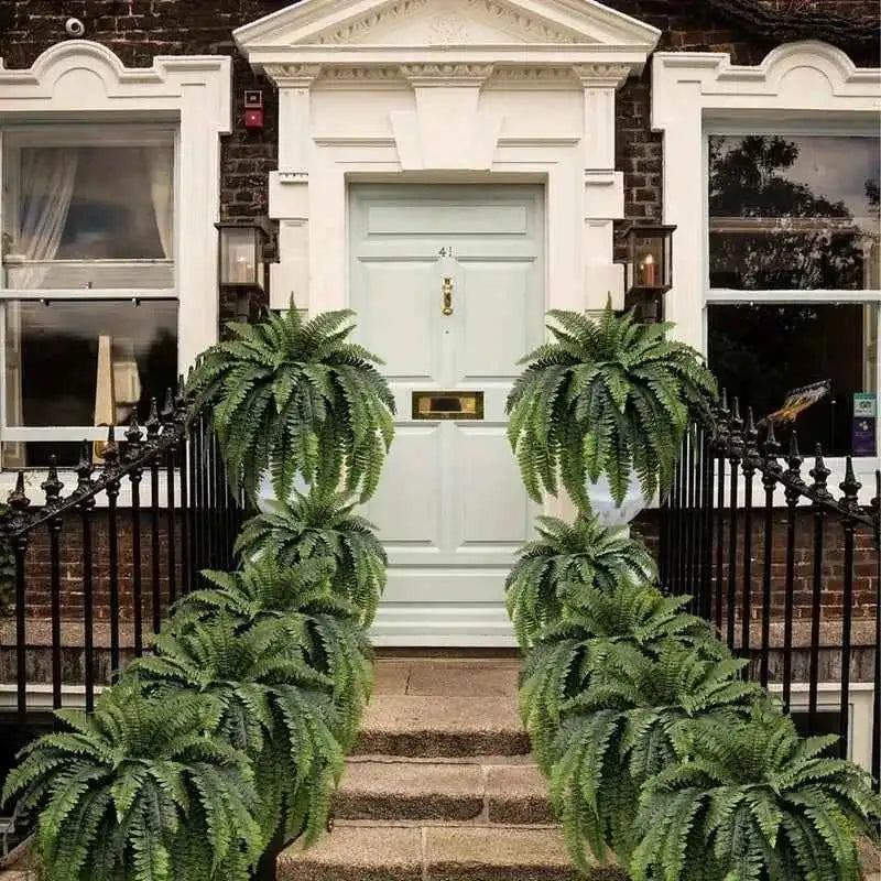 Realistic Boston Ferns 57cm/67cm Artificial Boston Fern Plants 38 Leaves UV Resistant Fake Ferns Greenery for Door Porch Decors by DSERS