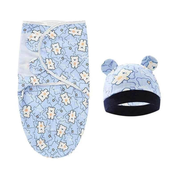 Newborn Baby Wrap Anti-Startle 2Pcs/Set Baby Swaddle Sleeping Cocoon Design 100%Cotton Baby Adjustable Blanket 0-6 Months by DSERS