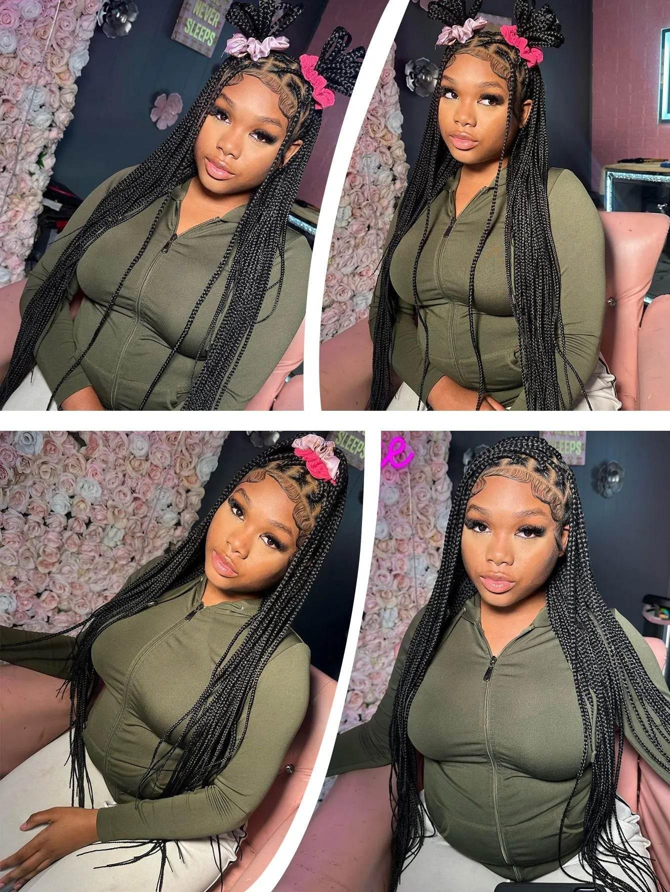 Tribal Synthetic Cornrow Braided Wigs Full Lace Wig 36Inches Knotless Jumbo Knotless Box Braids Wig Square Part For Black Women Braided Wigs by DSERS / AliHairs Store