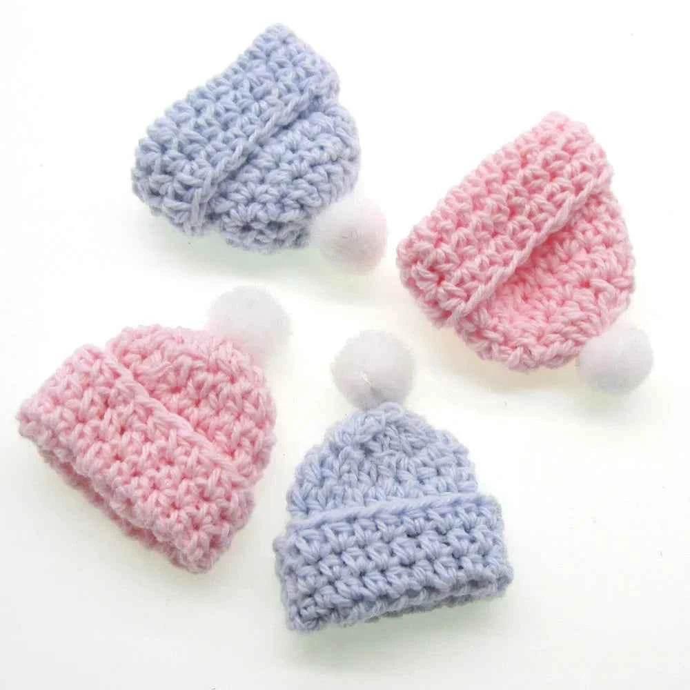 12Pcs Handmade mini crochet Hat for baby shower baptism dolls party favors sewing Applique by DSERS