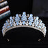 Baroque Green Pink Opal Wedding Headband Crystal Bridal Crown Tiara Hair Jewelry Accessories Women Rhinestone Royal Queen Diadem Tiaras by DSERS