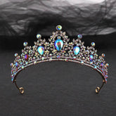 Baroque Gold Color Champagne Crystal Heart Bridal Tiara Crown Rhinestone Pageant Diadem Veil Tiara Headband Wedding Hair Jewelry Tiaras by DSERS