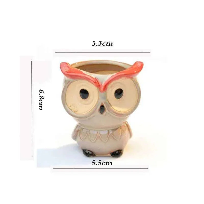 Ceramic Owl Flower Pot Garden Office Decoration Succulent Mini Owl Flowerpot Cute Animal Flowerpot Cactus Plants Planters by DSERS