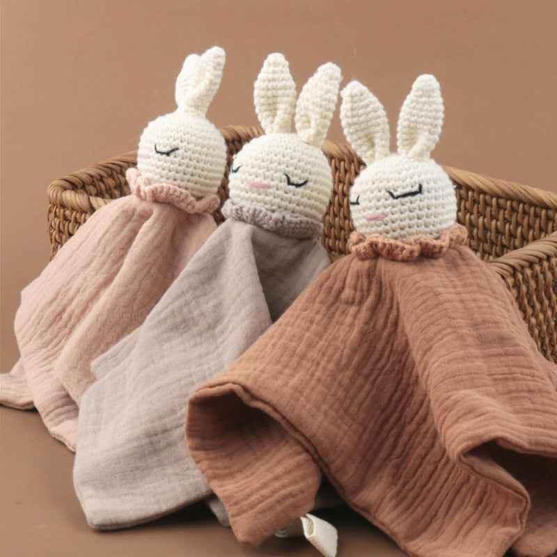 Infant Baby Appease Comforting Towel Crochet Rabbit Burp Cloth Sleep Soothing Doll Toy Pacify Soother Bib for Toddlers A2UB by DSERS