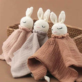 Infant Baby Appease Comforting Towel Crochet Rabbit Burp Cloth Sleep Soothing Doll Toy Pacify Soother Bib for Toddlers A2UB by DSERS