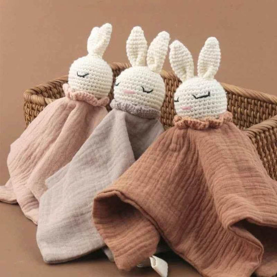 Infant Baby Appease Comforting Towel Crochet Rabbit Burp Cloth Sleep Soothing Doll Toy Pacify Soother Bib for Toddlers A2UB by DSERS