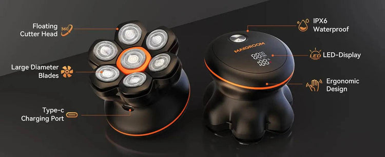 MAXGROOM 7D Head Shaver for Bald Men IXP6 Waterproof USB Rechargeable Electric Hair Trimmer Beard Floating Blade Magnetic Razor Head Shaver for Bald Men by DSERS