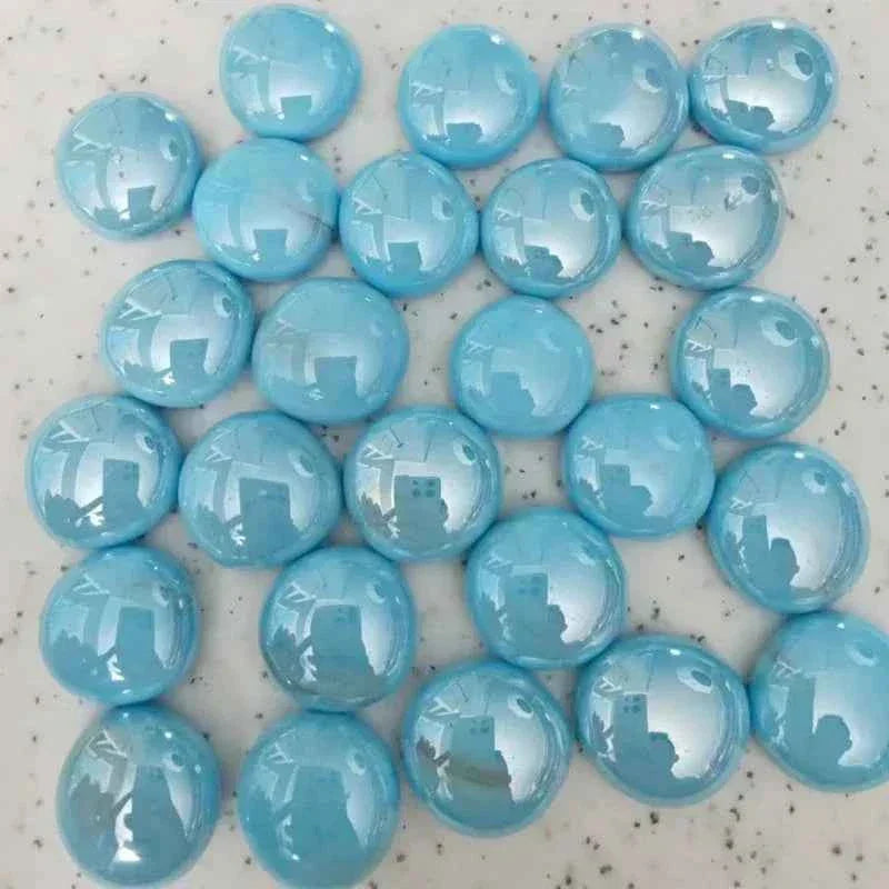 100g/3.52oz(Approx. 18-25pcs) Oblate Bead Glass Mosaic Tiles Colorful Round Mosaic Making Material Multi Diameter DIY Craft Tile by DSERS