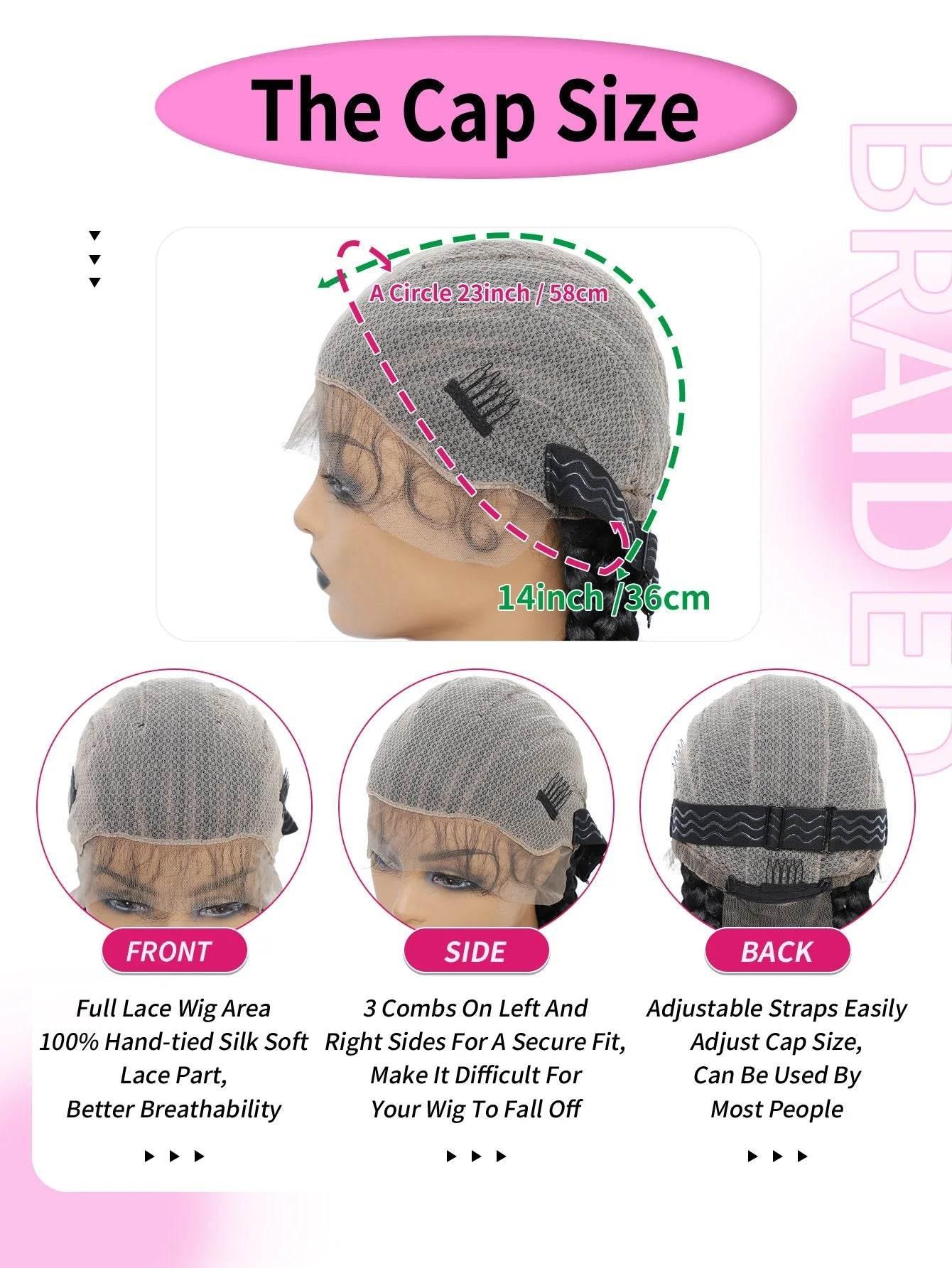 Cornrow Braids Wig Synthetic Full Lace Front Braided Wigs For Black Women 36 Inches Long Locs Goddess Braids Wig With Baby Hair Braids Wig by DSERS / AliHairs Store