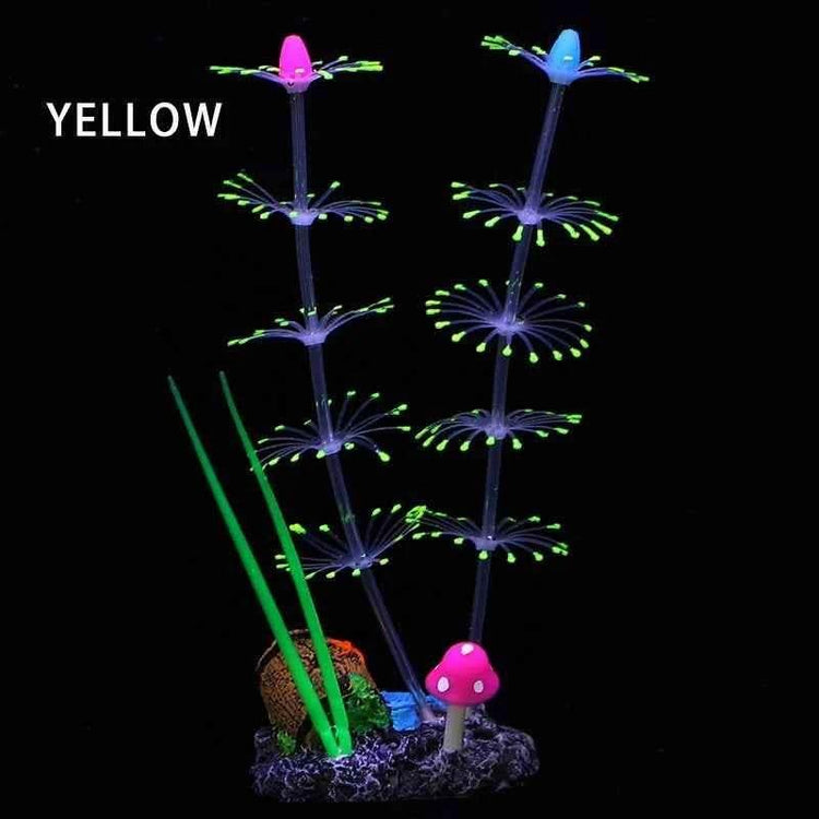 Simulation Aquatic Plants Fluorescent Silicone Water Grass Fish Tank Landscape Aquarium Decoration Coral Landscaping Home Decor by DSERS