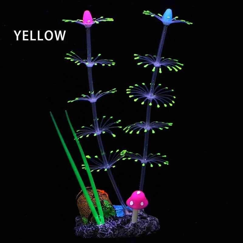 Simulation Aquatic Plants Fluorescent Silicone Water Grass Fish Tank Landscape Aquarium Decoration Coral Landscaping Home Decor by GiFTiFY
