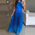 Women O-neck Lace Up Backless Holiday Dress Elegant High Waist Loose Party Dresses New Gradient Printed Pleated Long Dress women dress by DSERS