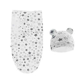 100% Organic Cotton Baby Swaddle Blanket Wrap Hat Set for Infant Adjustable Newborn Swaddle Baby Swaddle for 0-3 Month by DSERS