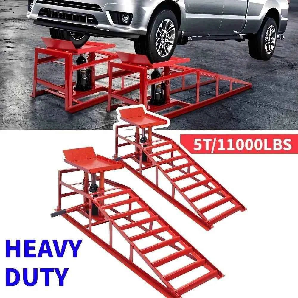 2pcs Heavy Duty Hydraulic Car Ramps 11000lbs Floor Jack Lift Ramps for Oil Changes, Truck Trailer, Home Garage & Auto Repair Car Ramps by DSERS
