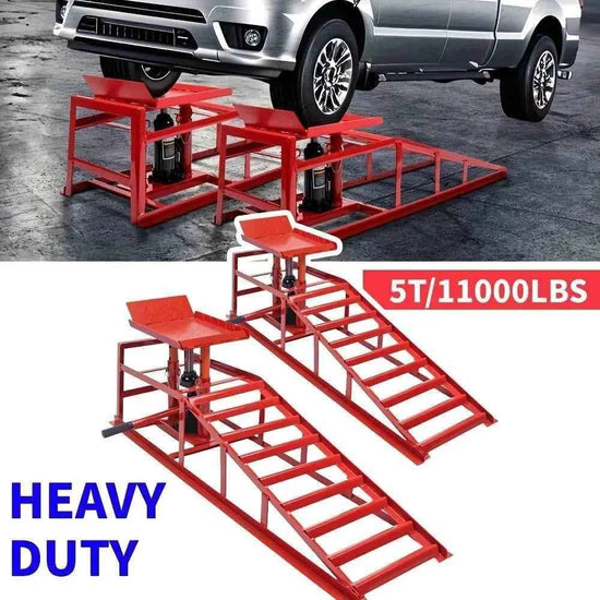 2pcs Heavy Duty Hydraulic Car Ramps 11000lbs Floor Jack Lift Ramps for Oil Changes, Truck Trailer, Home Garage & Auto Repair Car Ramps by DSERS