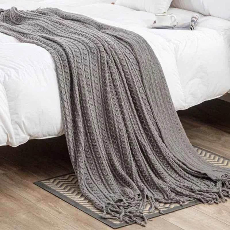 Bohemian Couch Blanket Large Knitted Tassel Throw for Bed Chair Sofa Couch Cover All-Season Blankets Home Decor Soft Comfortable by DSERS