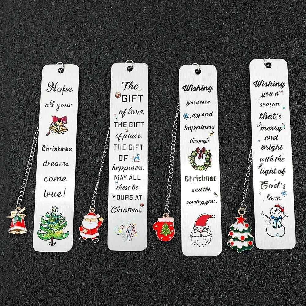 A stainless steel pendant bookmark about Christmas, the warmest Christmas reading gift for loved ones on Christmas Eve. metal Bokkmark by DSERS