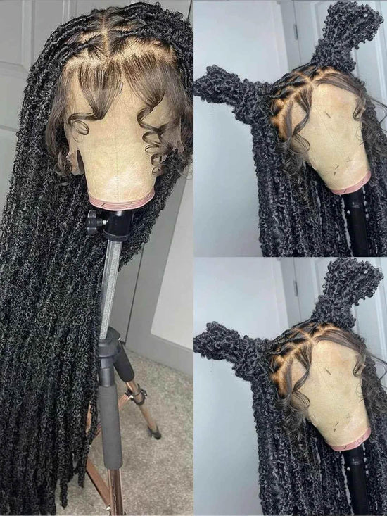 Synthetic Lace Braided Wigs Faux Locs Lace Front Wig for Women Butterfly Locs Braids Wig Long Dreadlocks Free Part 40 Inch Braided Wigs by DSERS / AliHairs Store