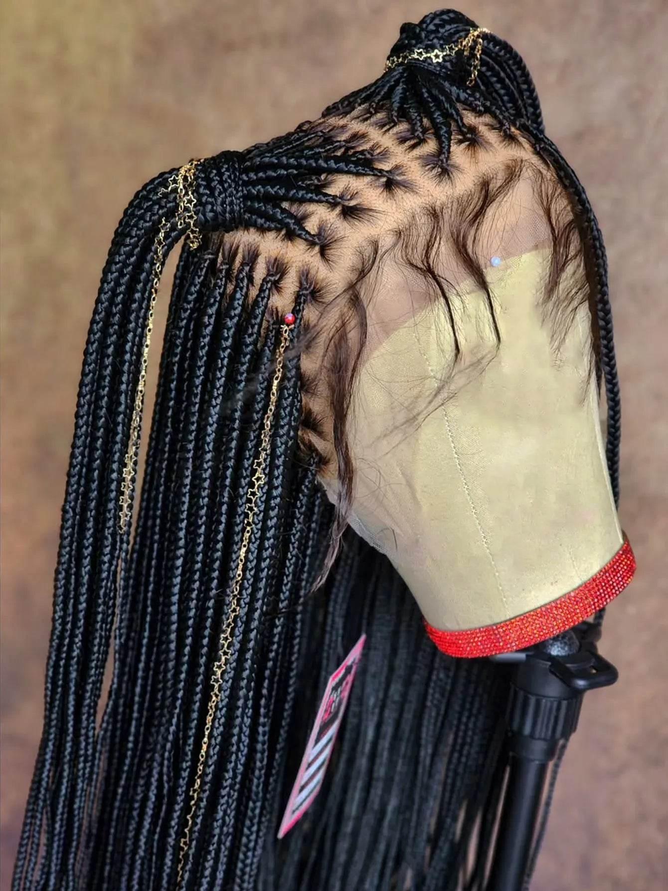 Synthetic Small Square Cornrows Braided Wigs Full Lace Knotless Box Braids Wig For Black Women 36 Inch Locs Goddess Braiding Wig Braided Wigs by DSERS / AliHairs Store