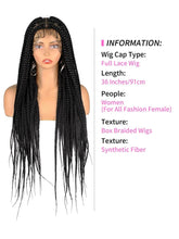Tribal Synthetic Cornrow Braided Wigs Full Lace Wig 36Inches Knotless Jumbo Knotless Box Braids Wig Square Part For Black Women Braided Wigs by DSERS / AliHairs Store